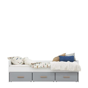 bedbank met 3 laden (excl. bodem) - wit/grijs Emma (90x200 cm)