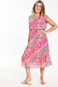 Cassis maxi A-lijn jurk roze/wit/blauw