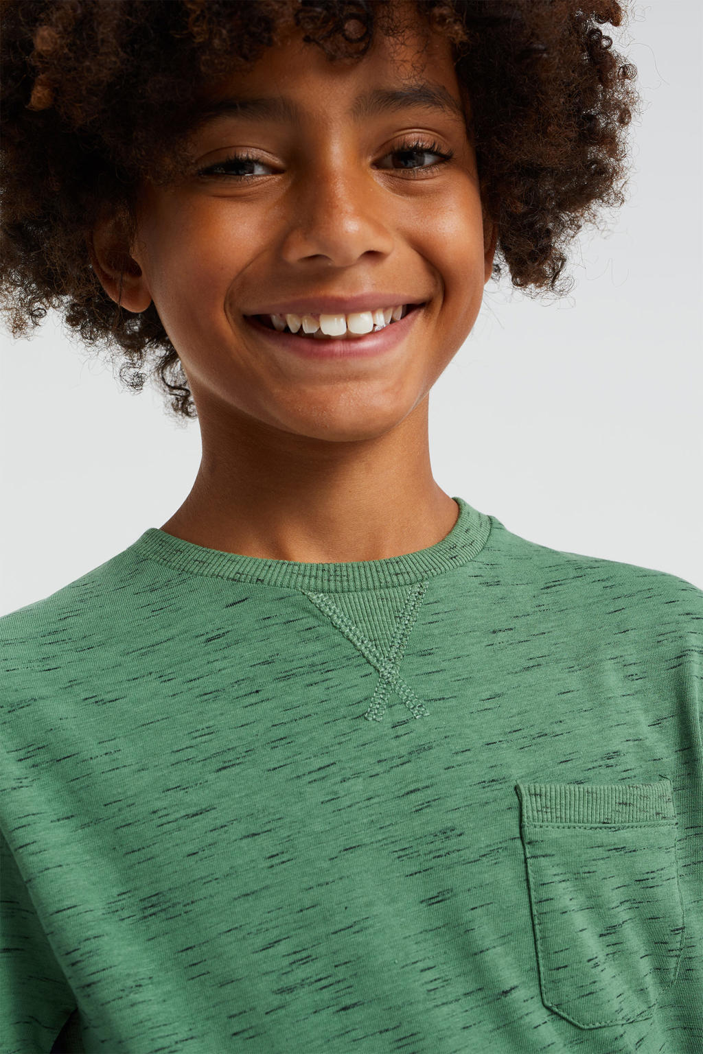 WE Fashion gemêleerde longsleeve groen wehkamp