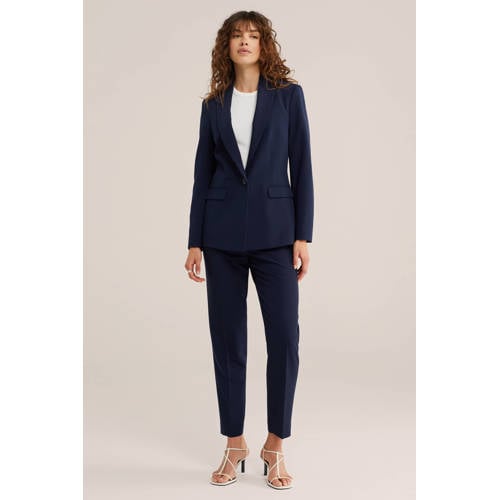 WE Fashion getailleerde blazer donkerblauw afbeelding