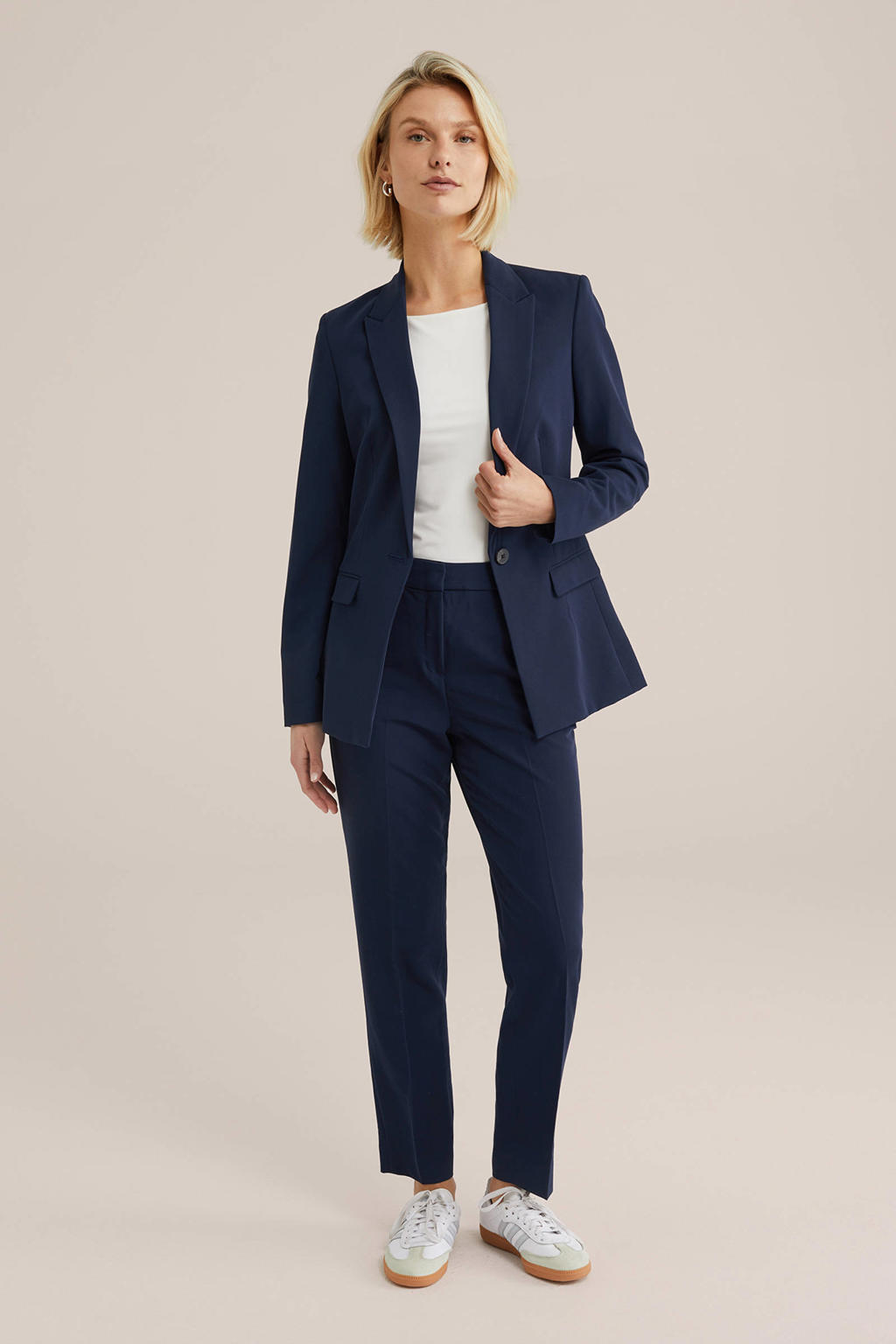 WE Fashion getailleerde blazer donkerblauw