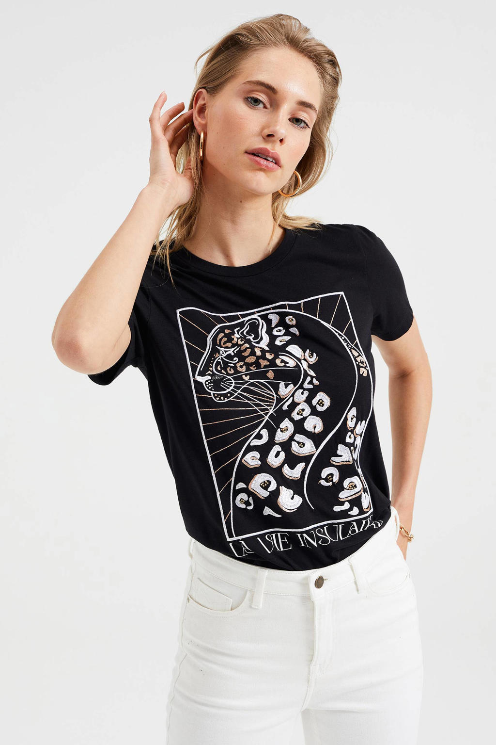 We Fashion T Shirt Met Printopdruk Zwart Wehkamp