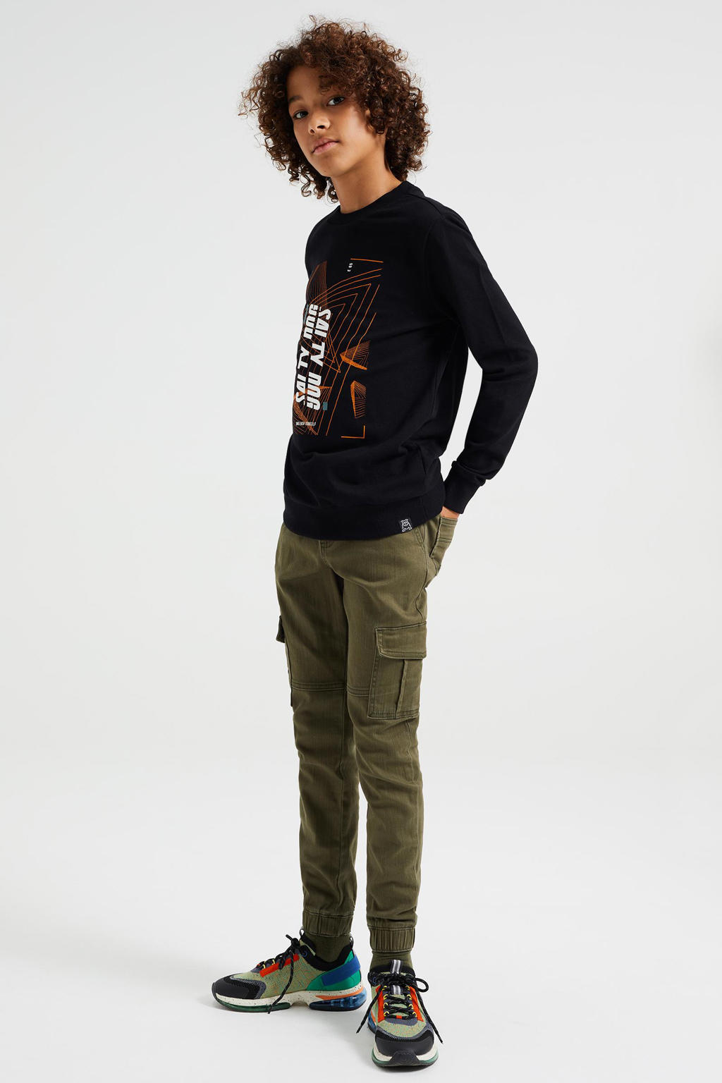 WE Fashion Salty Dog tapered fit broek kaki wehkamp