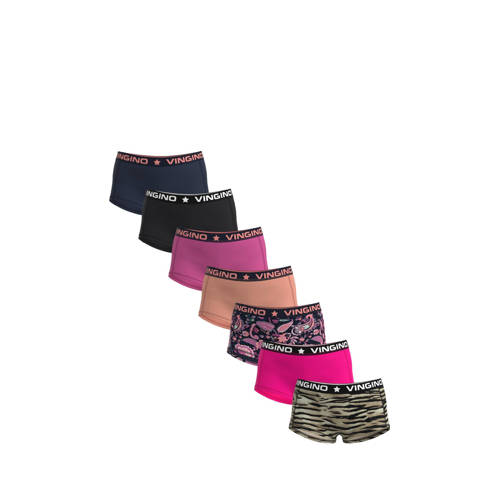 Vingino boxershort - set van 7 roze/donkerblauw/multi
