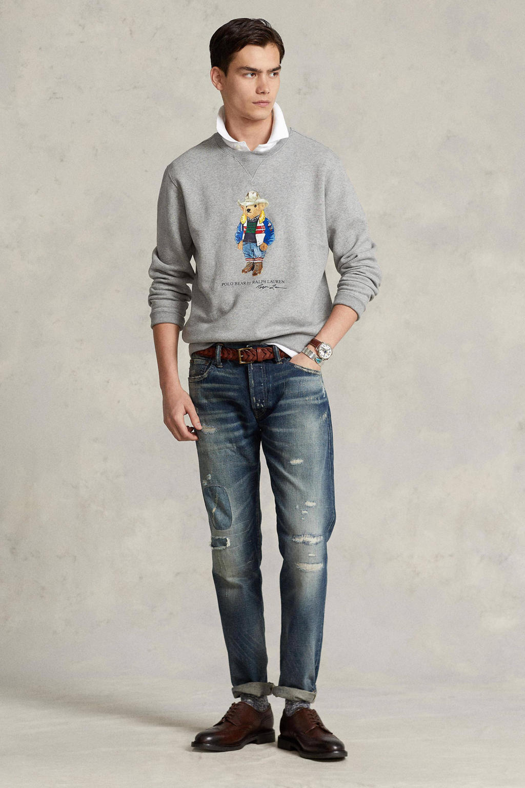 POLO Ralph Lauren sweater met logo grijs melange