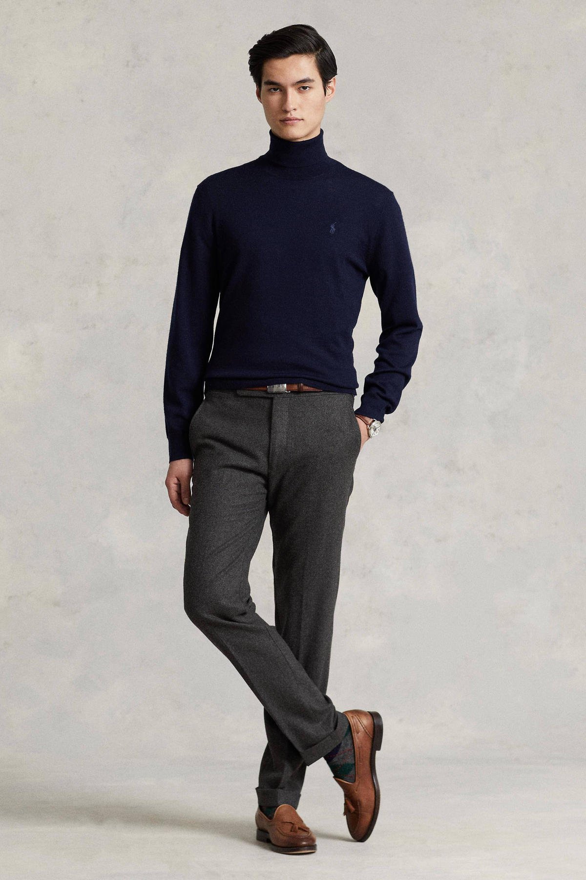 POLO Ralph Lauren fijngebreide wollen coltrui hunter navy wehkamp