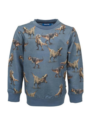 sweater Bronto met all over print medium blauw