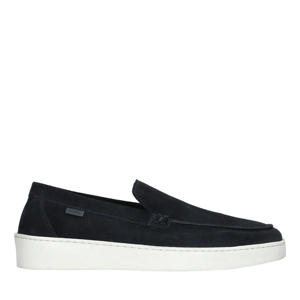 suède loafers donkerblauw