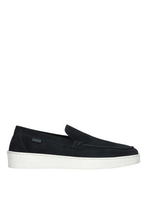 suède loafers donkerblauw
