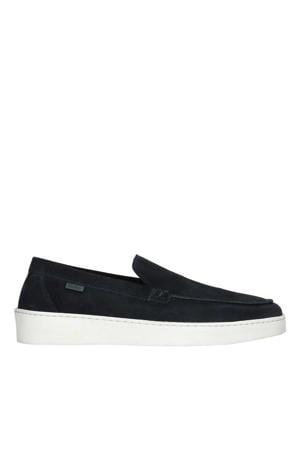 suède loafers donkerblauw