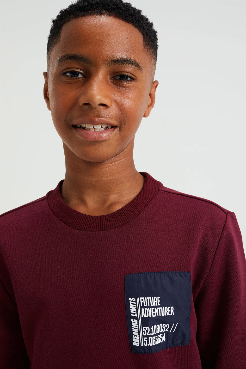 WE Fashion sweater met logo donkerrood wehkamp