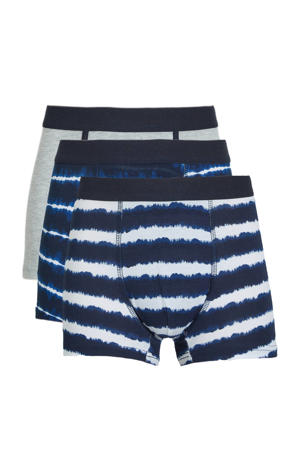   boxershort - set van 3 donkerblauw/wit/grijs melange