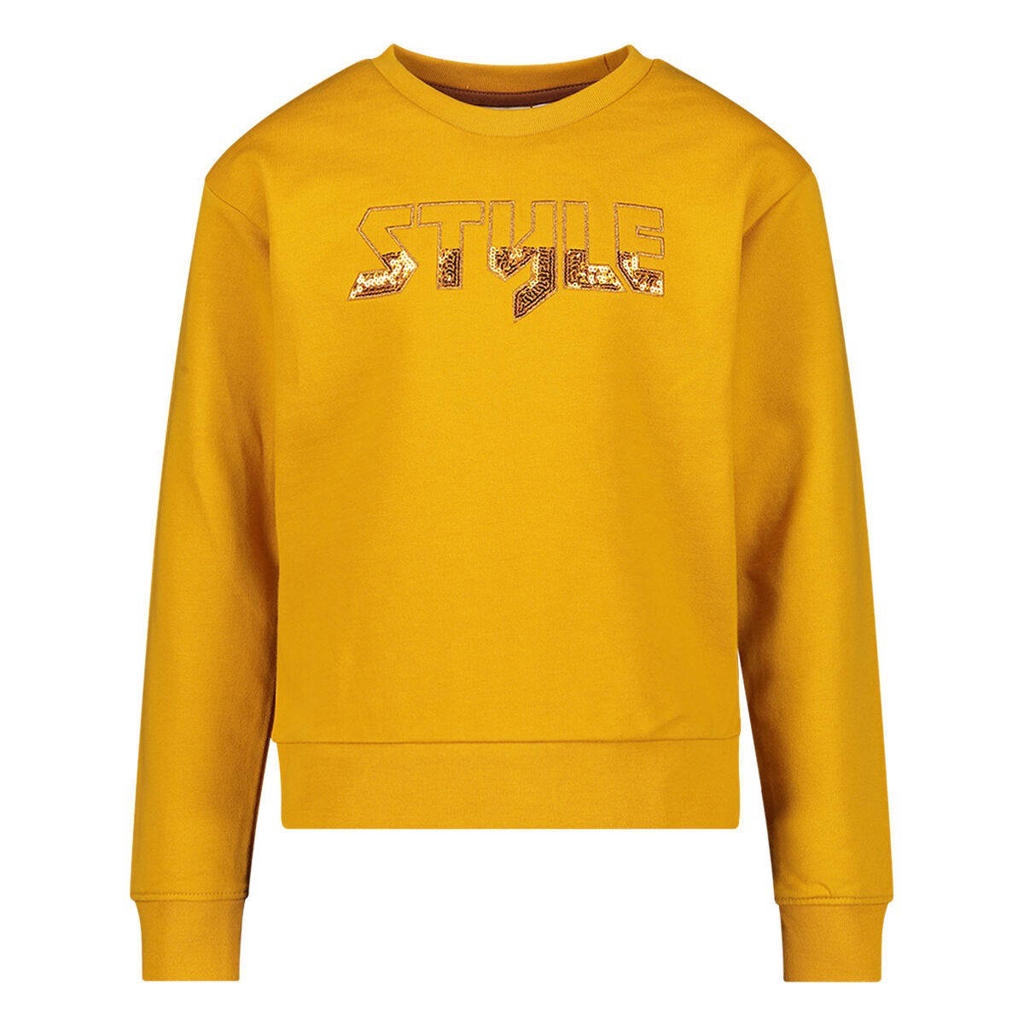 Orange Stars sweater met printopdruk oker