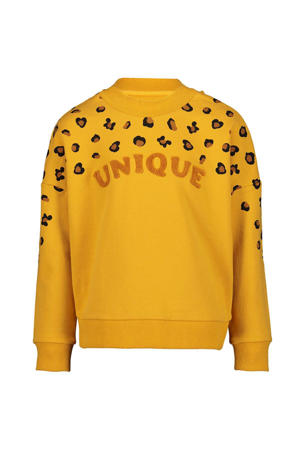 sweater met tekst geel