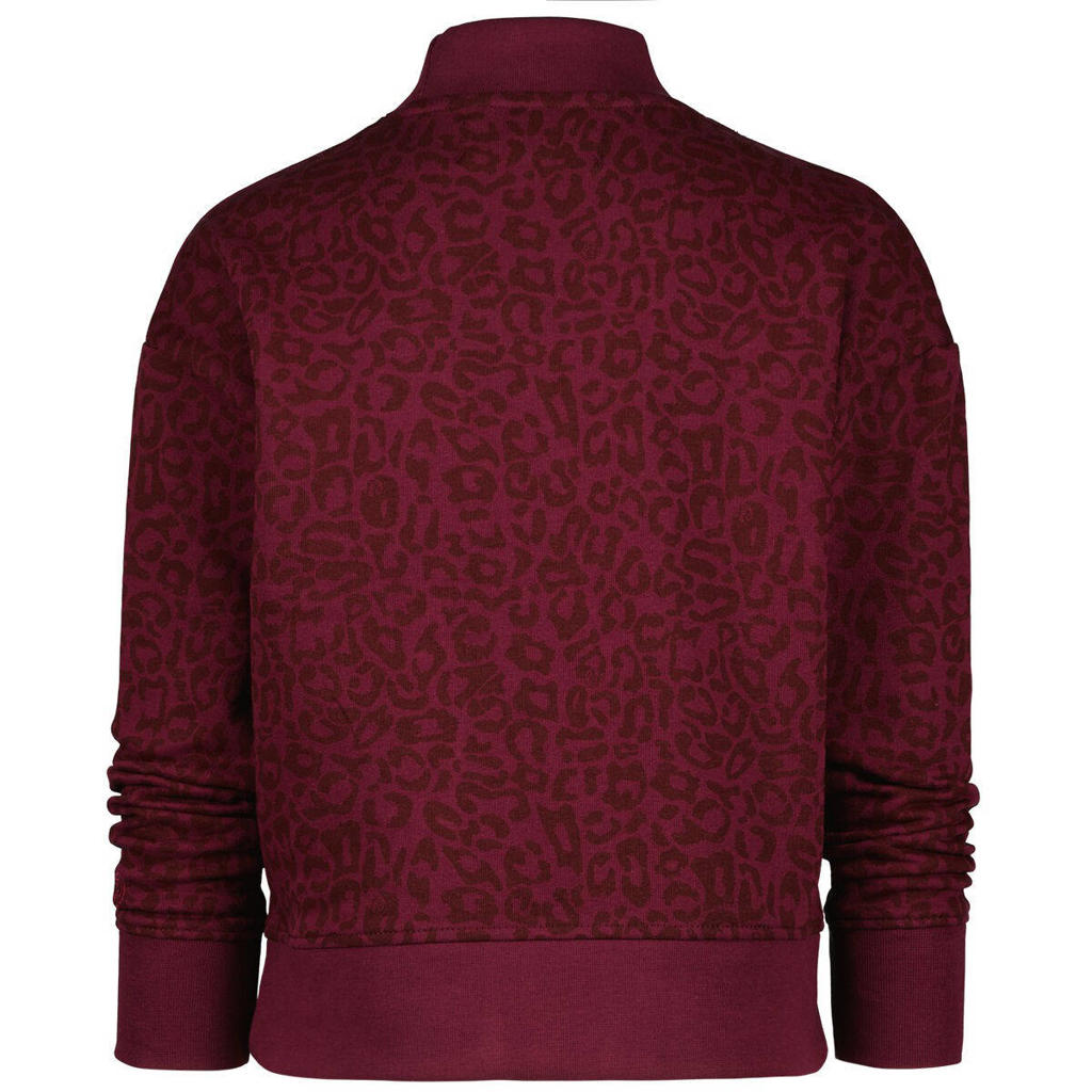 Raizzed sweater Ninohe met panterprint aubergine rood