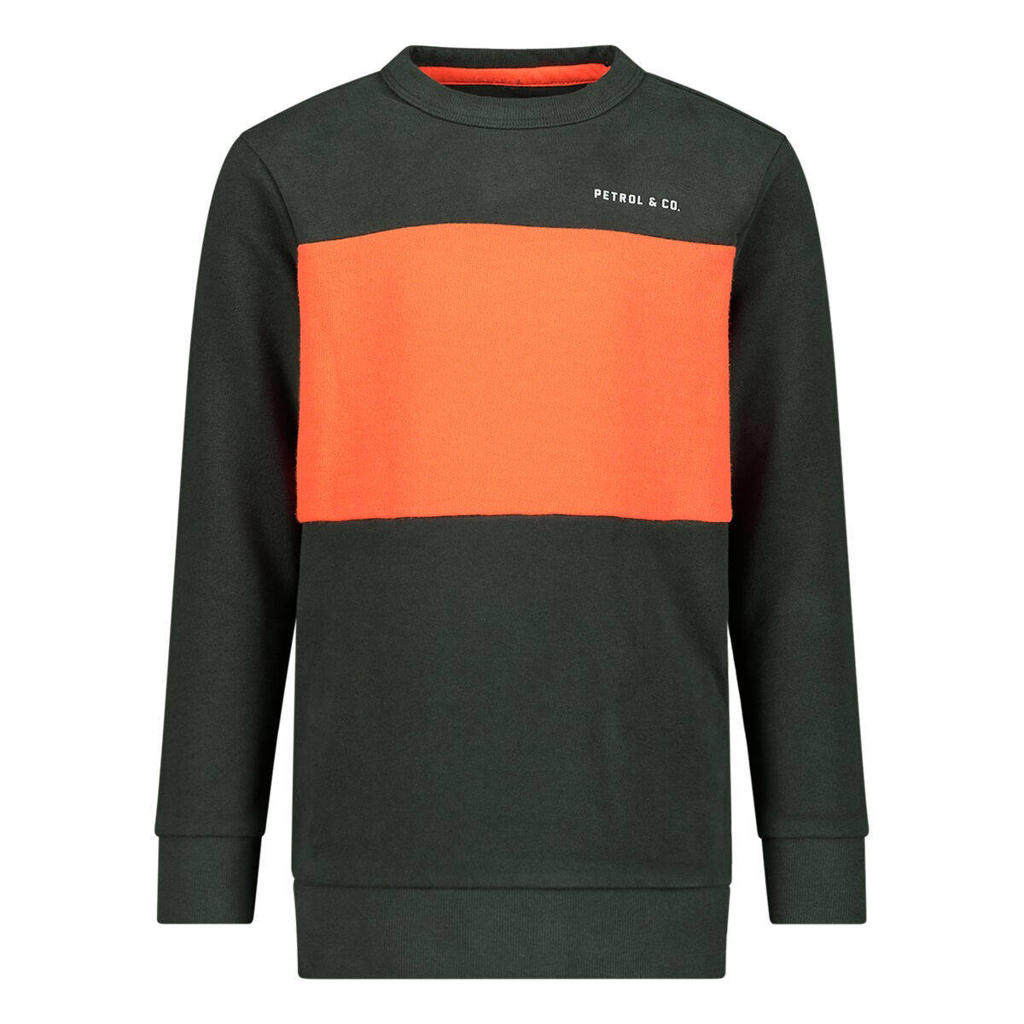 Petrol Industries sweater donkergroen/oranje