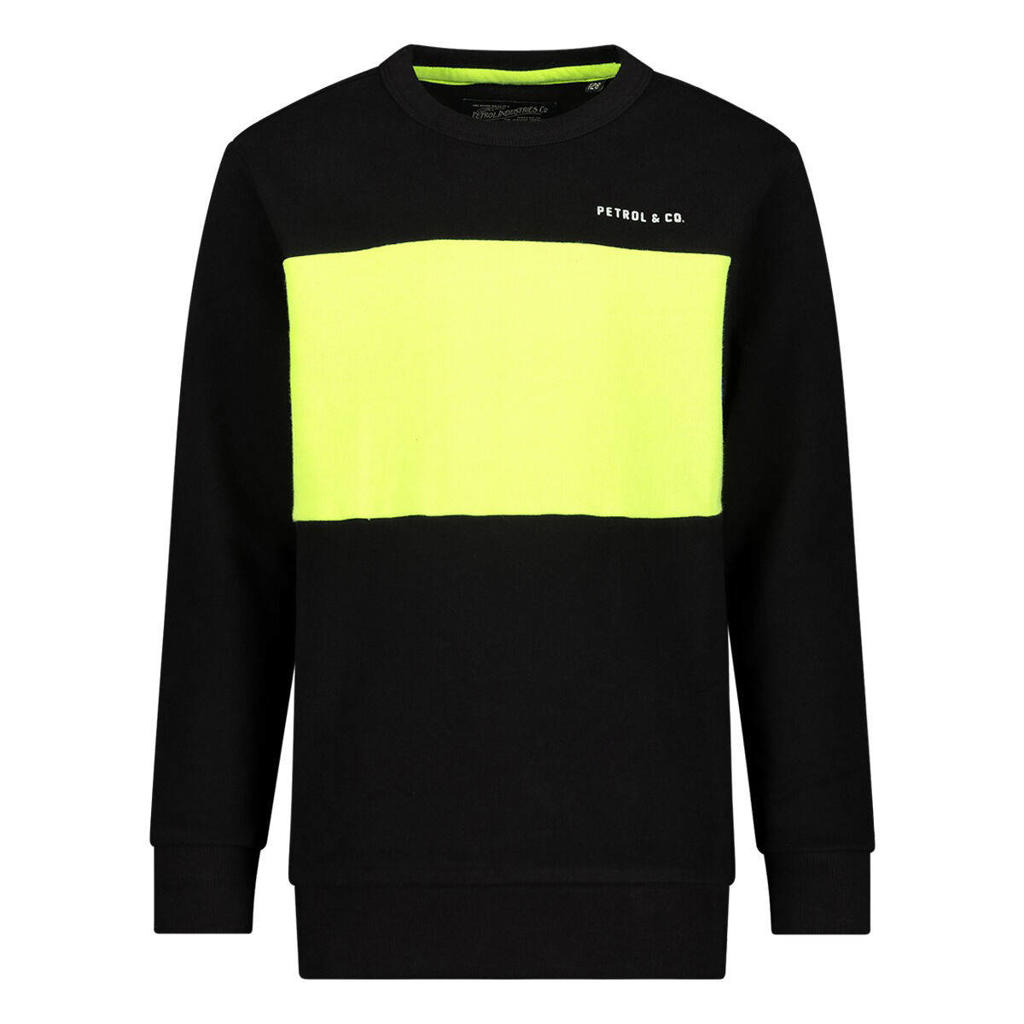 Petrol Industries sweater zwart/neon geel
