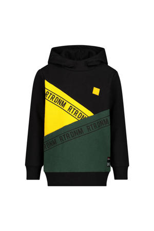 hoodie Isak zwart/groen/geel