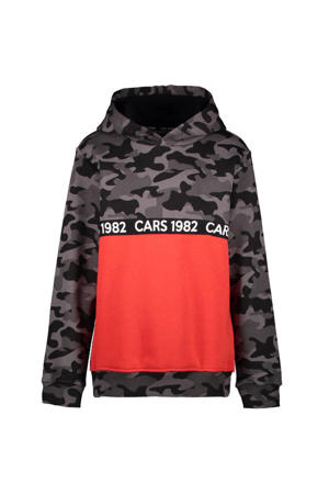 hoodie met camouflageprint zwart/grijs/rood