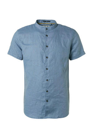 linnen regular fit overhemd washed blue