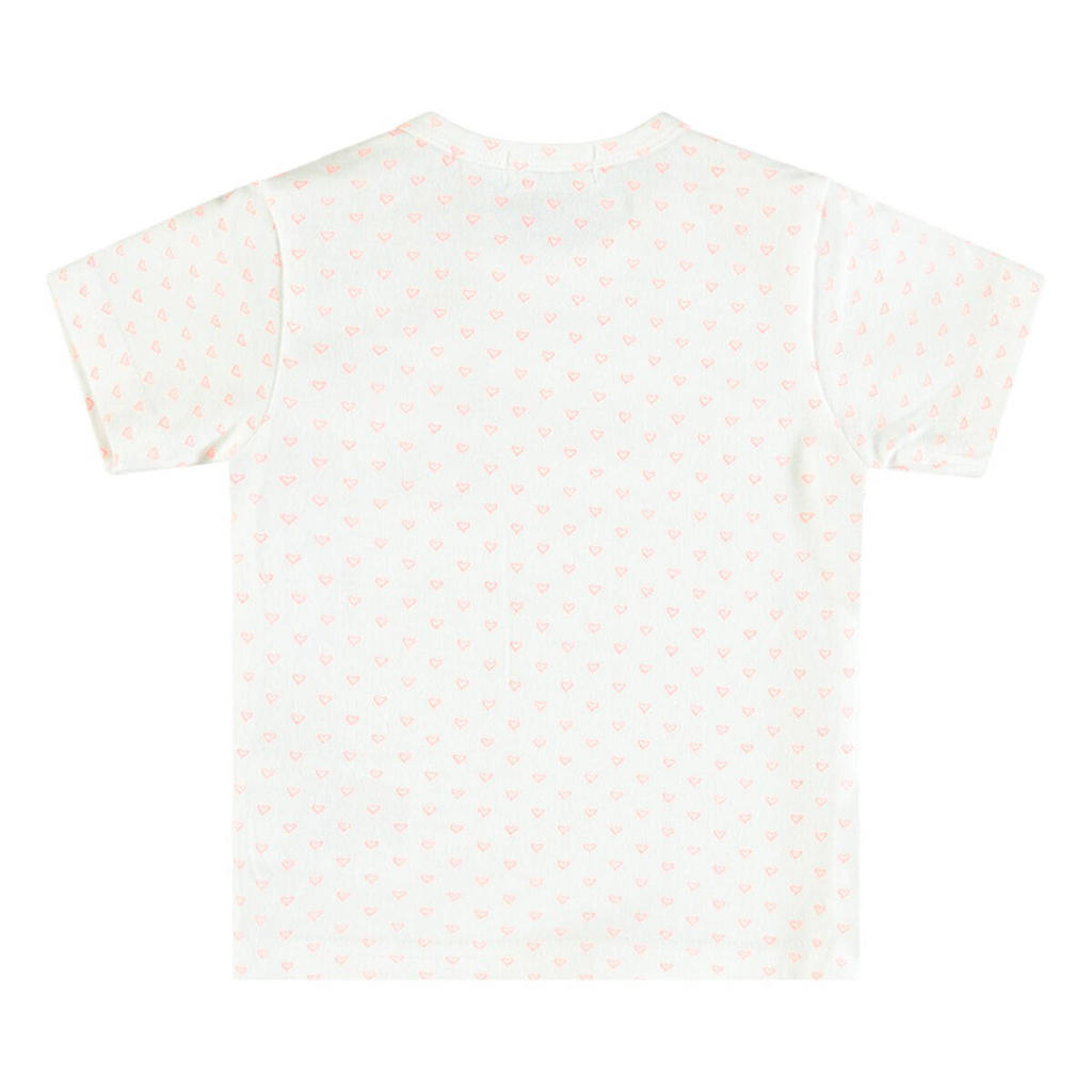 Dirkje newborn baby T-shirt met all over print wit/roze