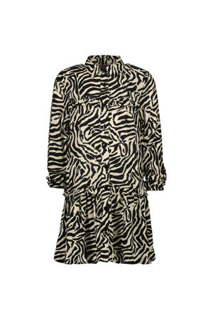 A-lijn jurk Pliona met all over print zwart/beige