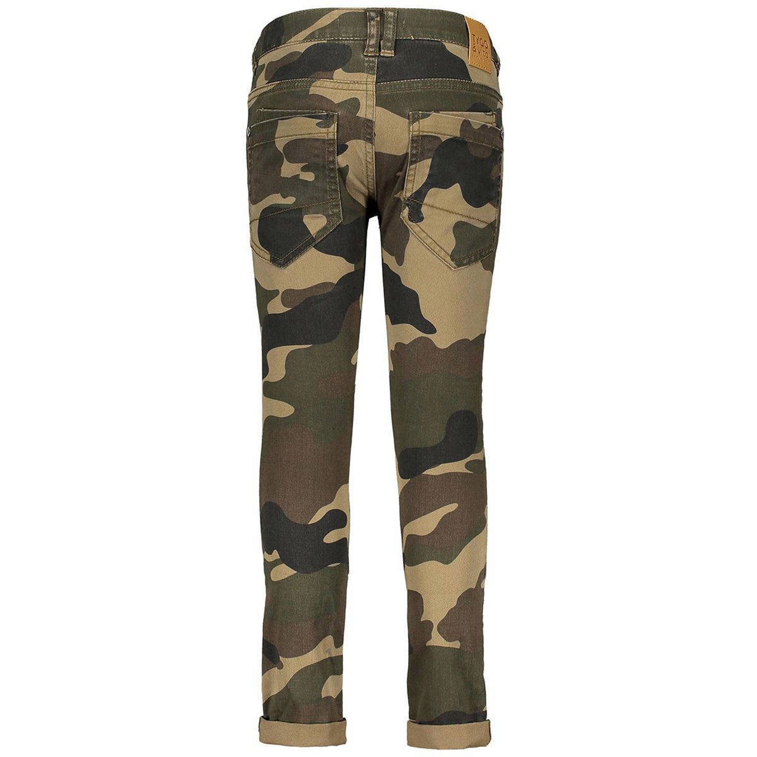 TYGO & vito broek met camouflageprint groen