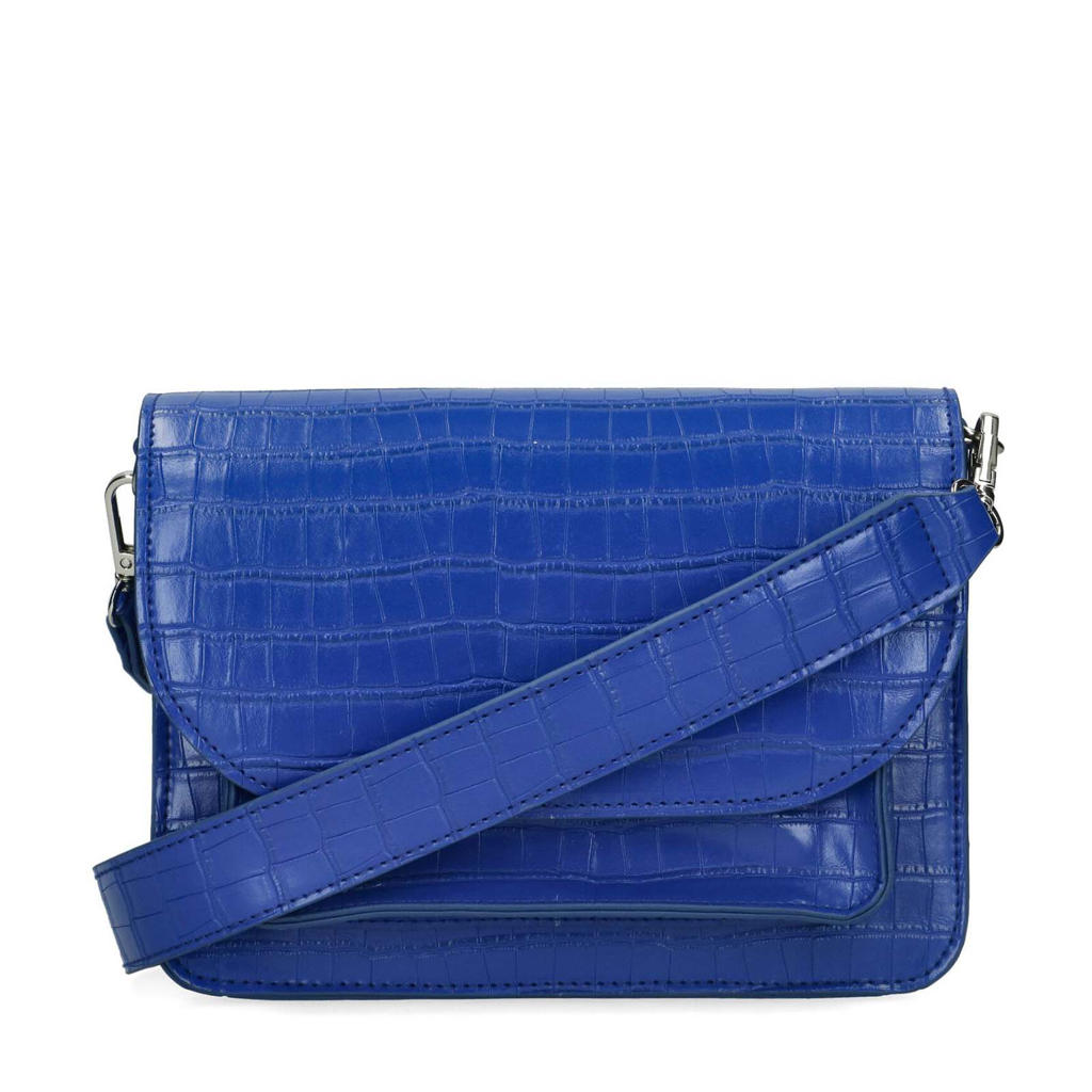 Sacha crossbody tas met crocoprint kobaltblauw