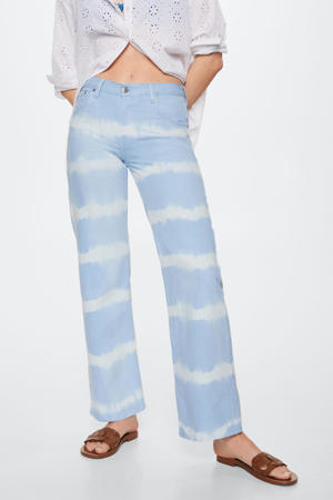 tie-dyelow waist wide leg jeans lichtblauw