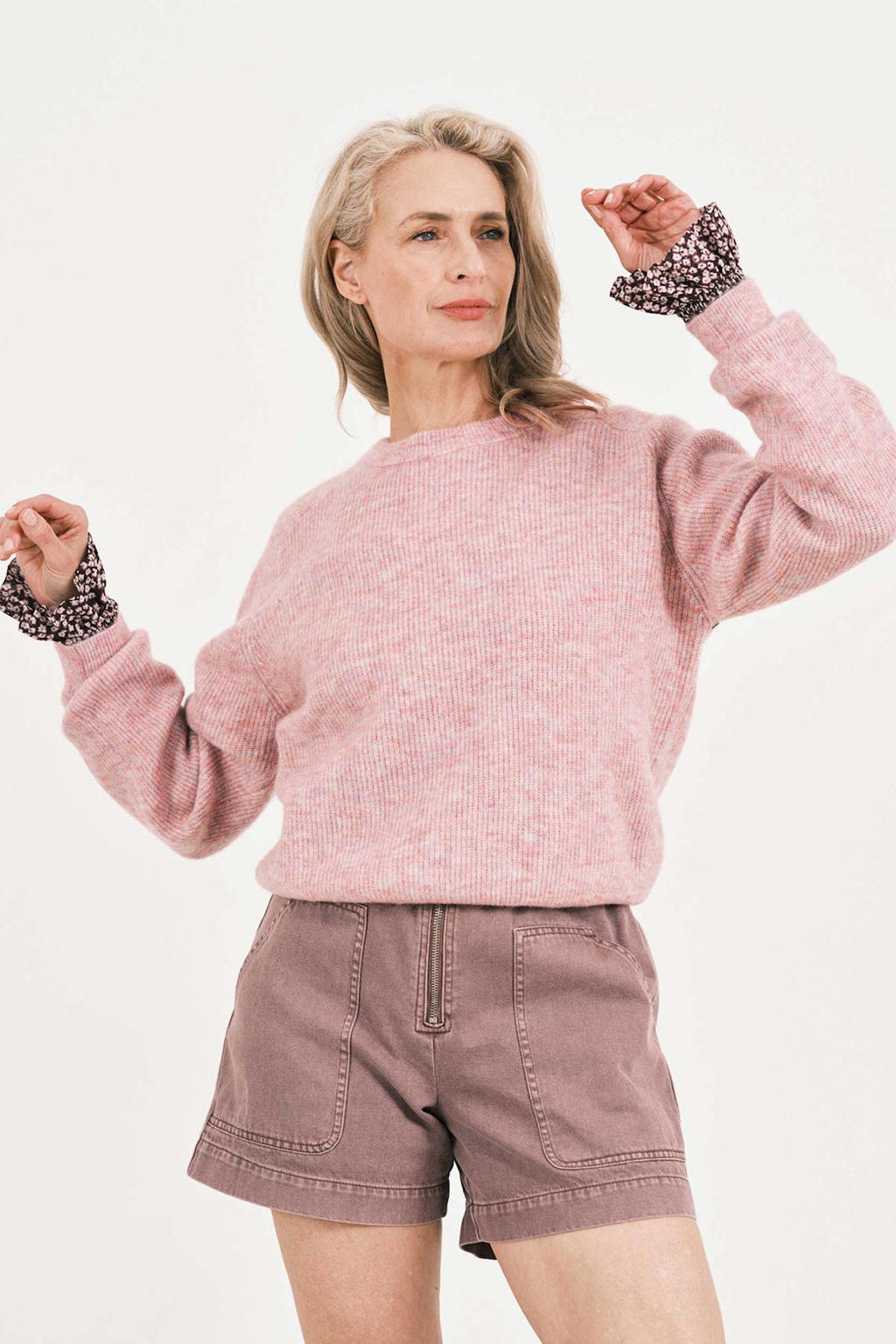 Catwalk Junkie gemêleerde sweater KN AMRA met wol paars