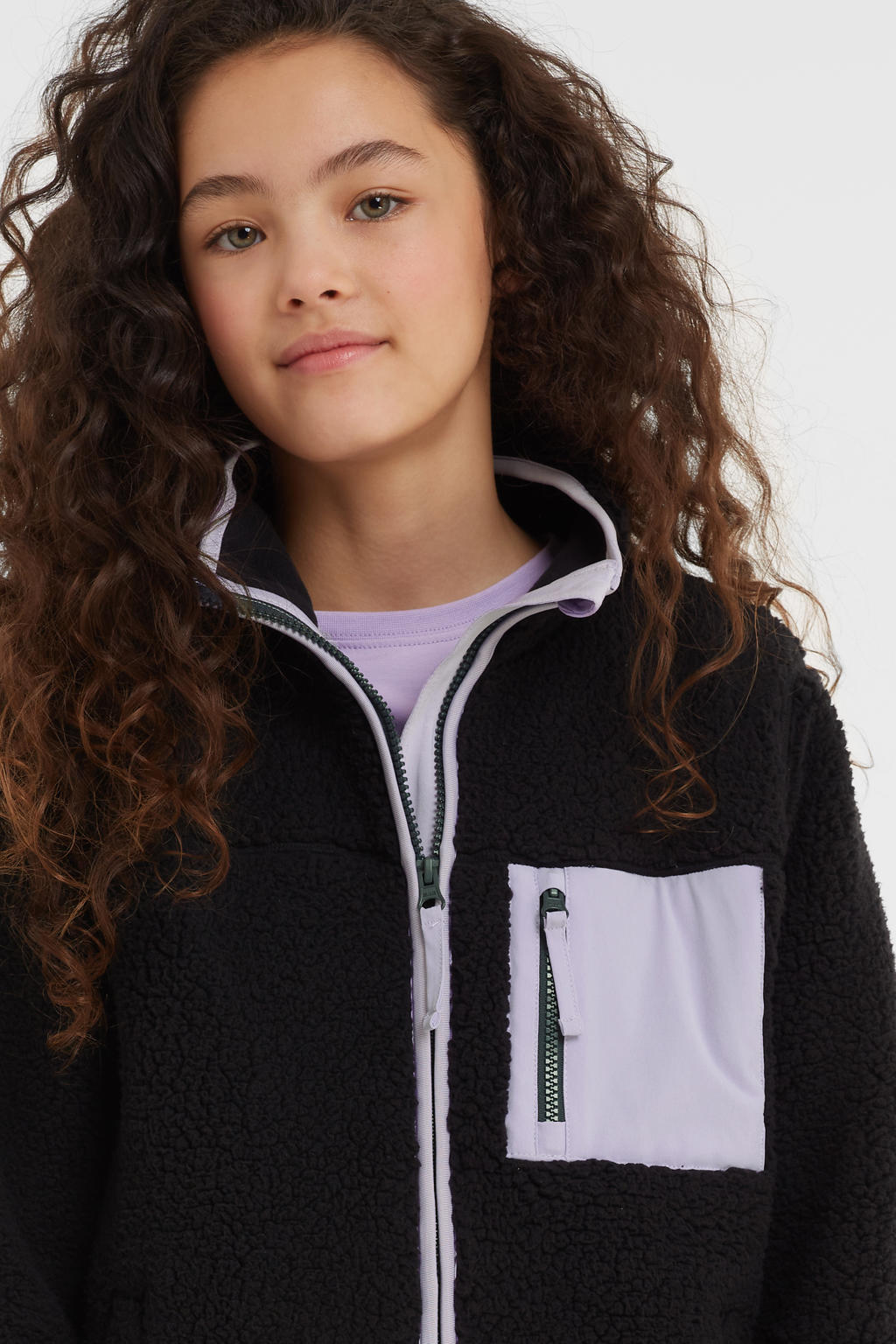 anytime teddy fleece vest zwart wehkamp