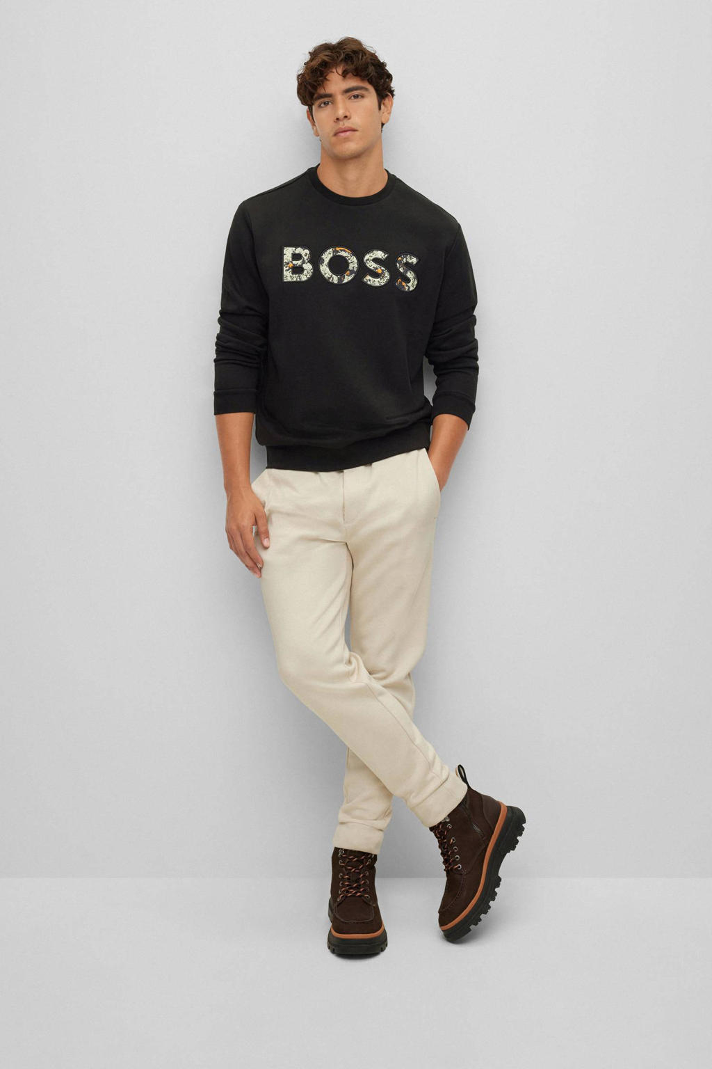 BOSS Casual sweater Weboss met logo black