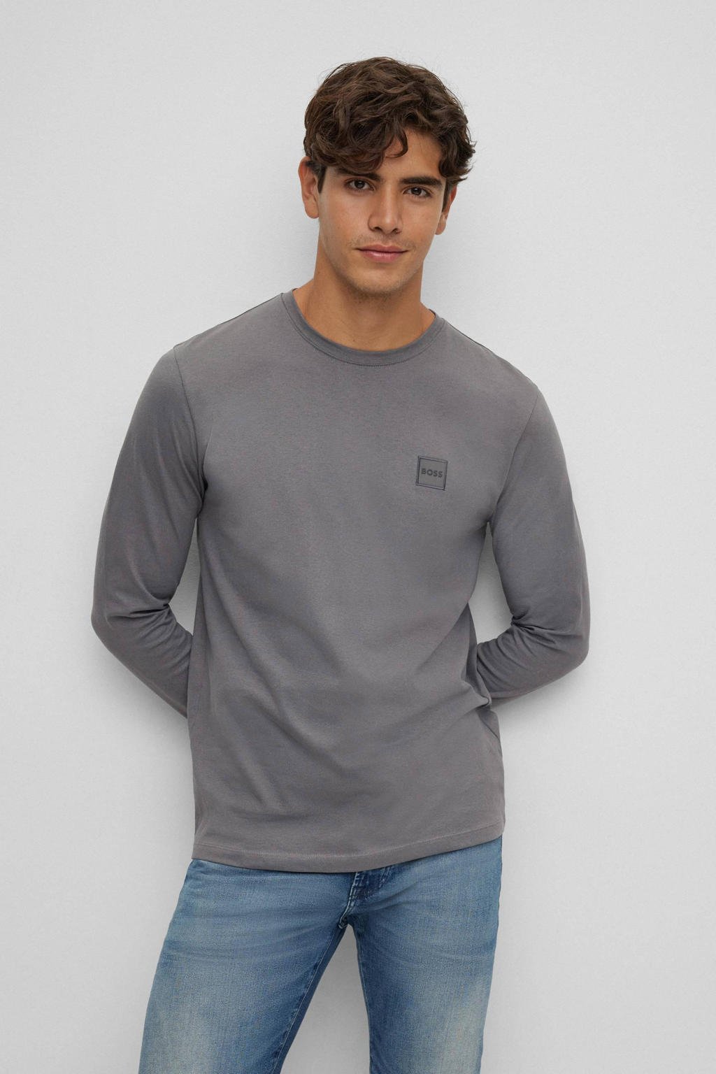 Boss Longsleeve Tacks Dark Grey Wehkamp