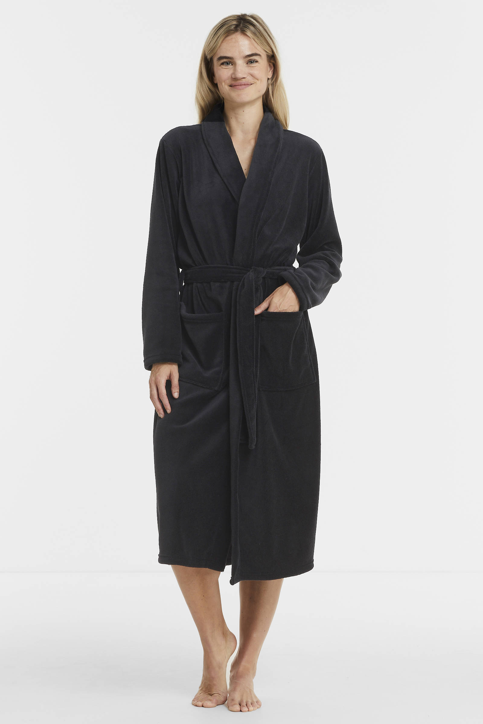 ten Cate fleece badjas zwart | wehkamp
