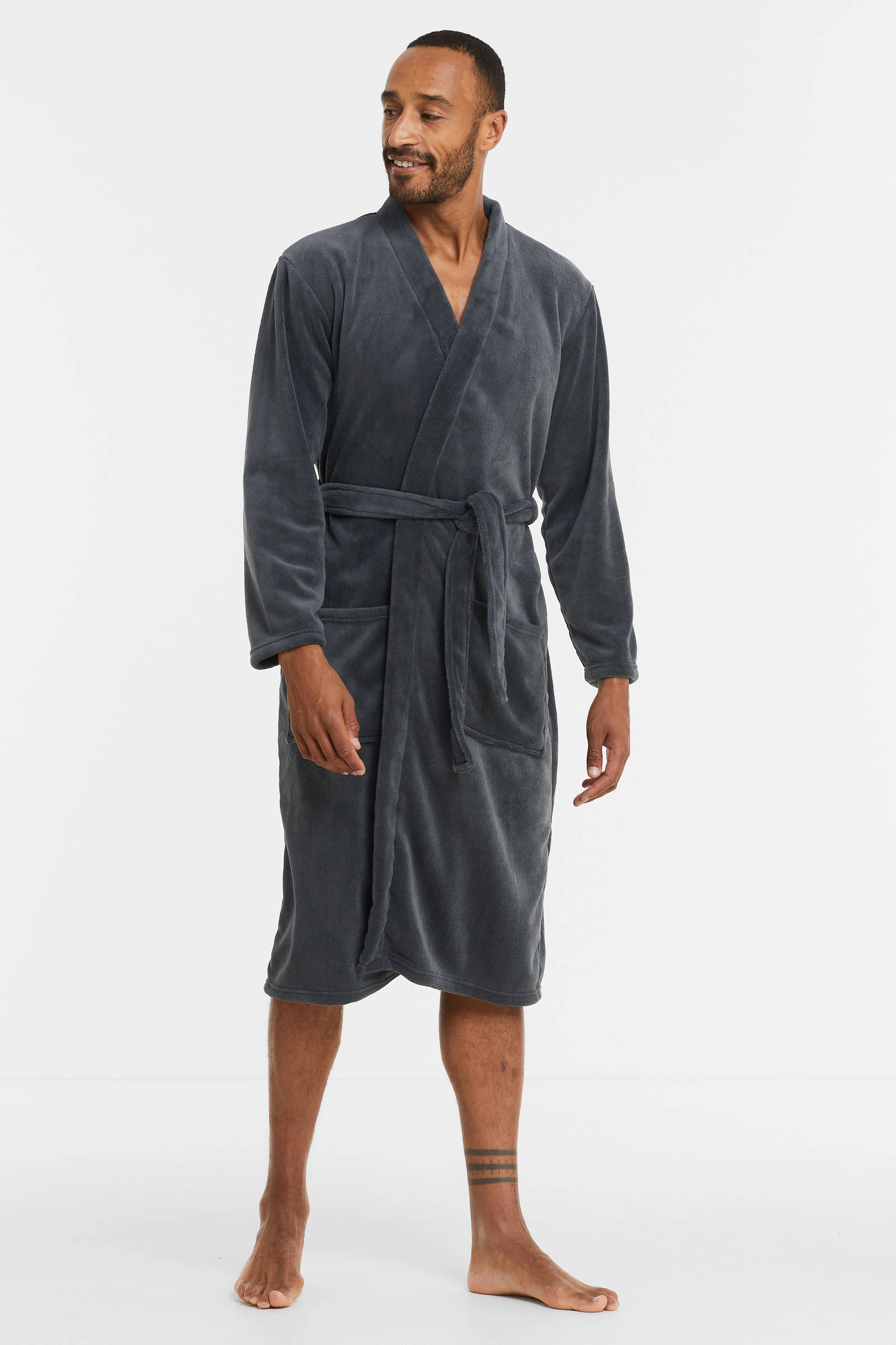 ten Cate fleece badjas donkergrijs | wehkamp