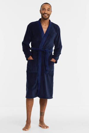 fleece badjas donkerblauw