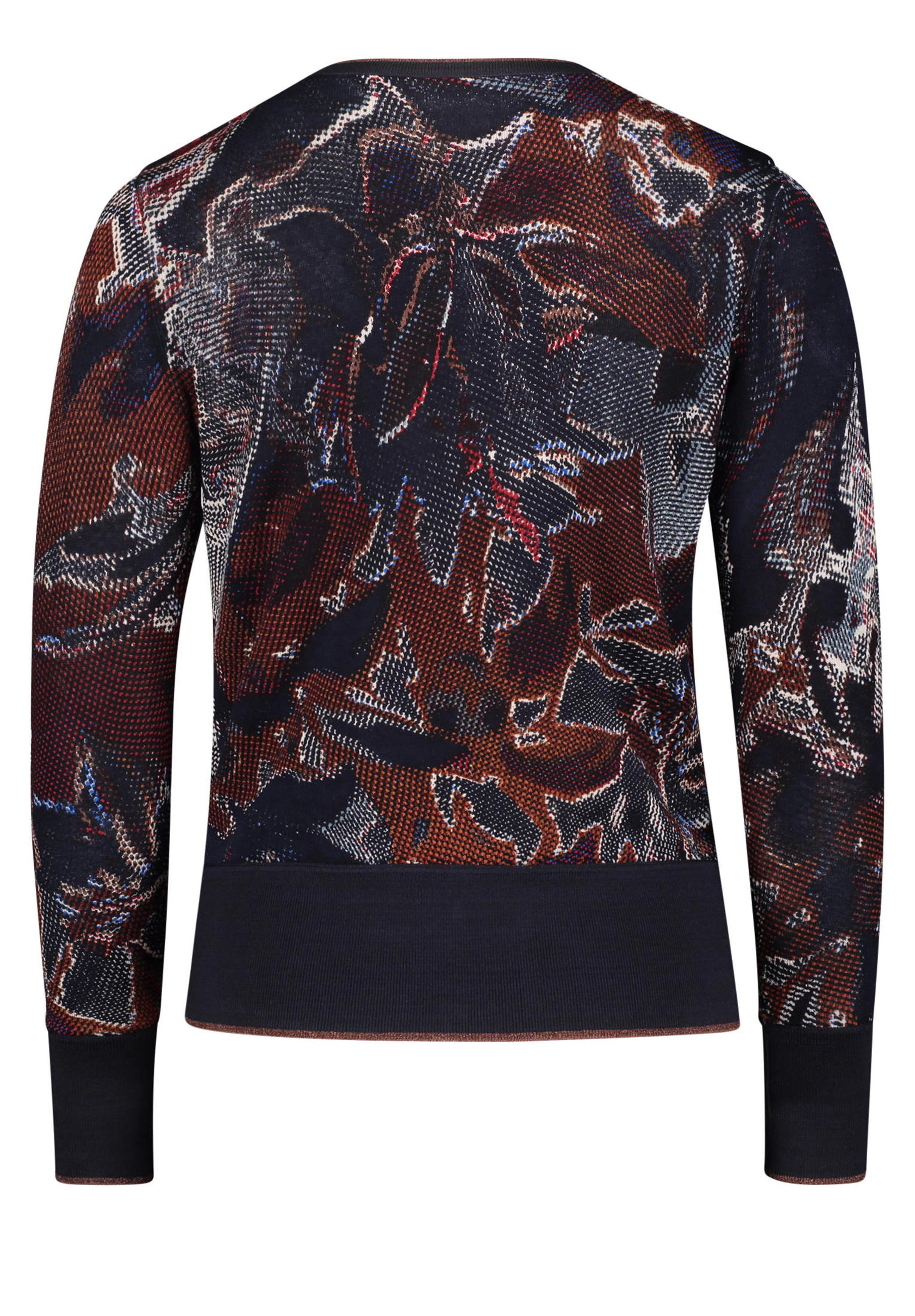 Betty Barclay fijngebreid vest met all over print donkerblauw/bruin ...