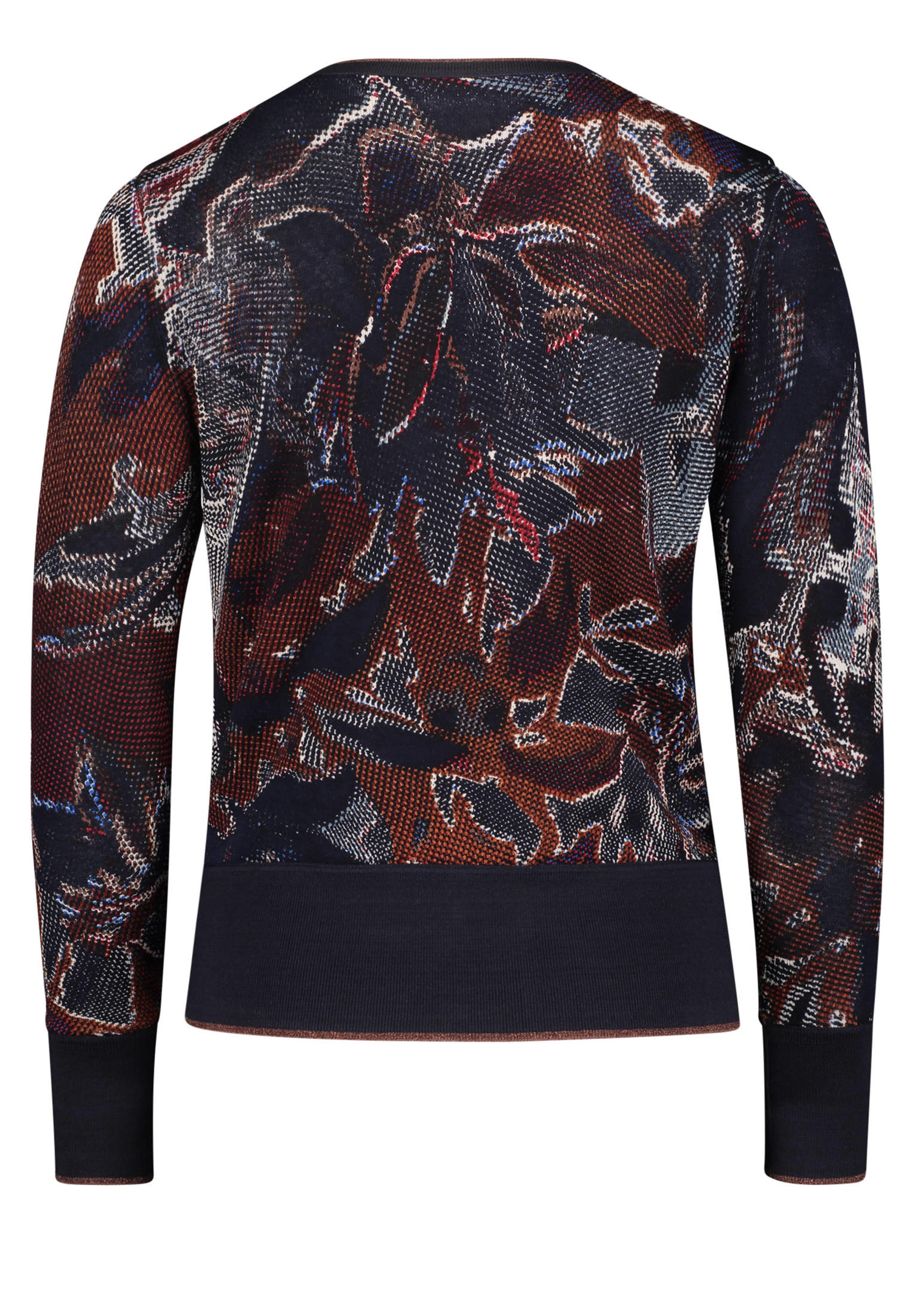 Betty Barclay fijngebreid vest met all over print donkerblauw/bruin ...