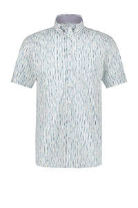 State of Art slim fit overhemd met all over print wit/kobalt
