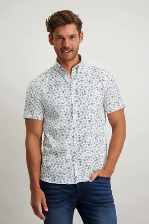 regular fit overhemd met all over print wit/violet