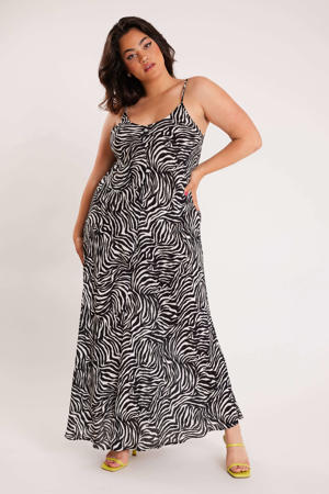 A-lijn jurk met zebraprint zwart/wit