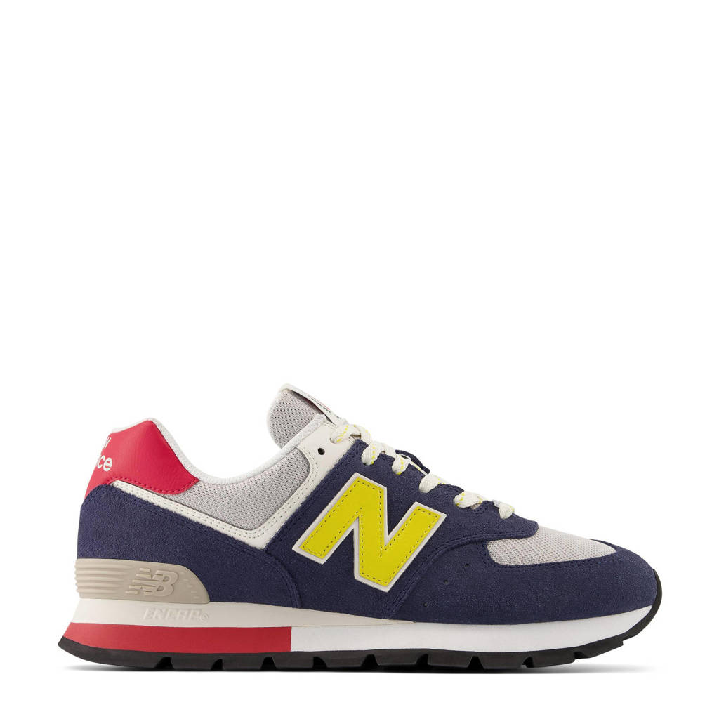 Eerlijk pizza mond New Balance 574 sneakers donkerblauw/geel/rood | wehkamp