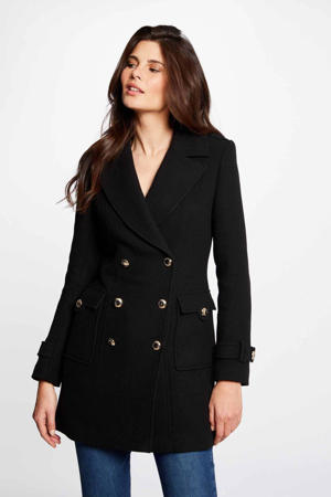 coat met wol zwart