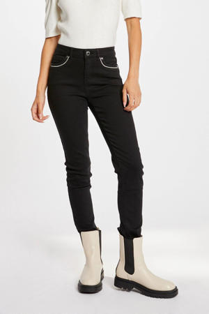 high waist slim fit jeans zwart