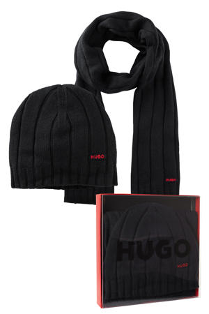 giftbox muts + sjaal Zanton met logo zwart