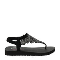 Skechers Cali Meditation Floral Lover  sandalen met strass steenjes zwart