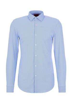slim fit overhemd Kenno met all over print bright blue
