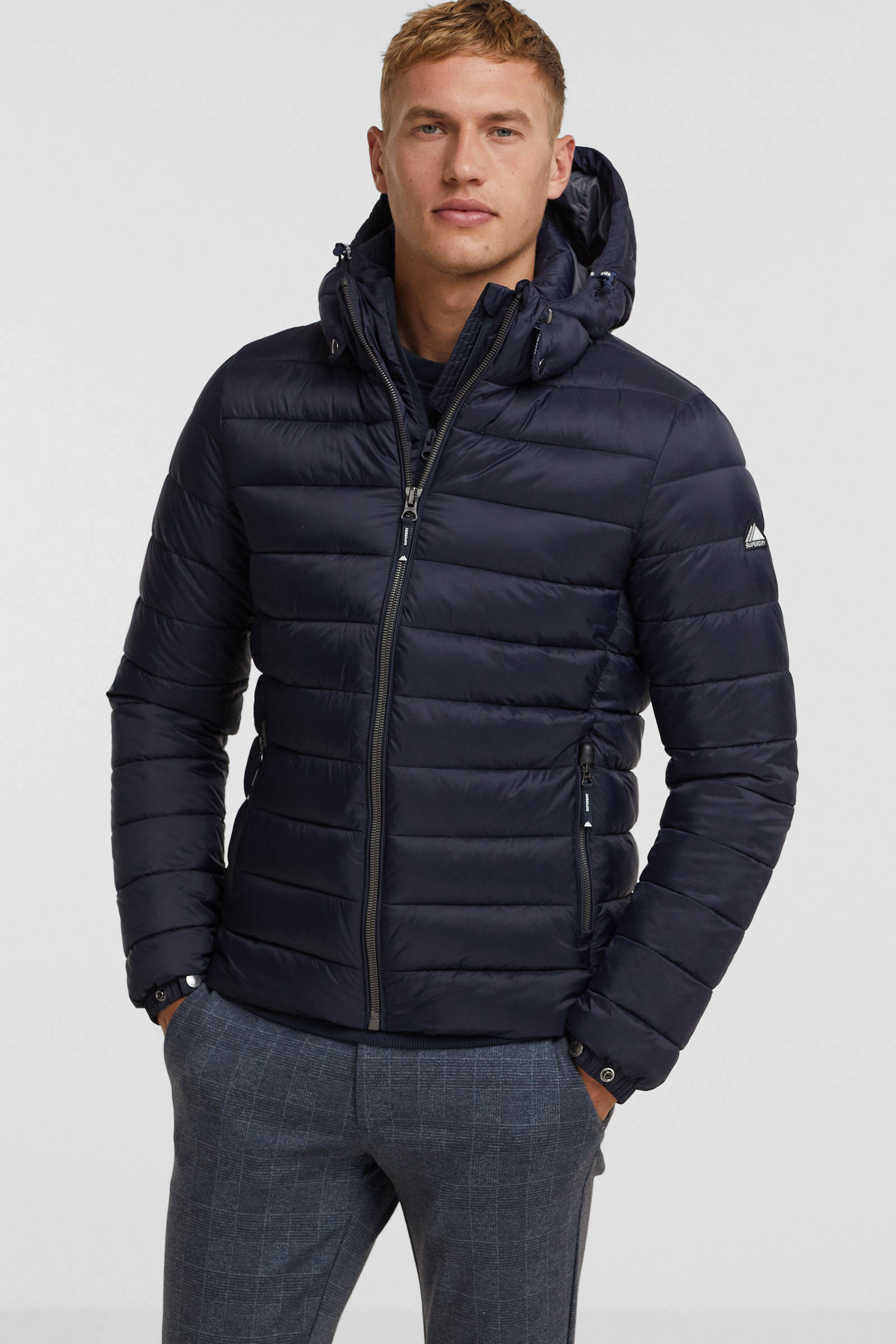 Superdry padded jas donkerblauw wehkamp