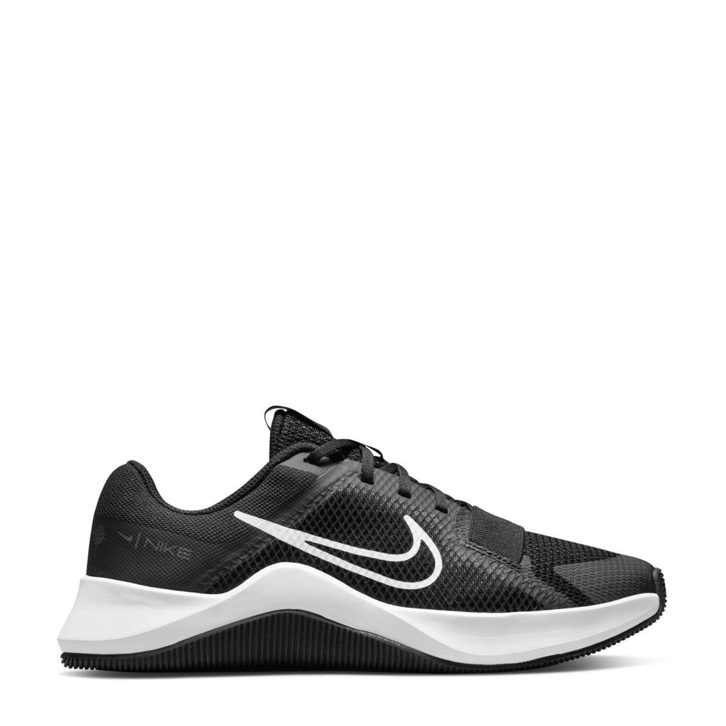 Zwart, wit en grijze dames Nike MC Trainer 2 fitness schoenen van mesh met veters