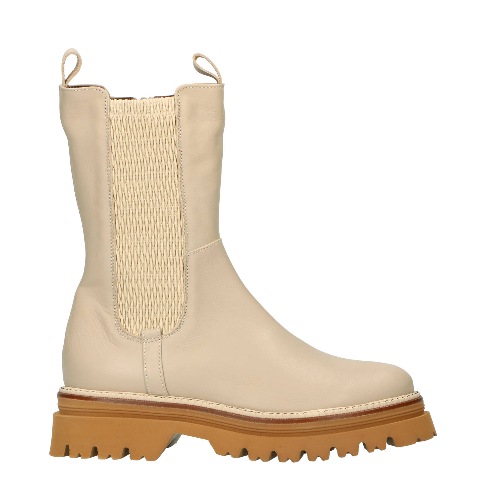 Maripe leren chelsea boots beige | wehkamp